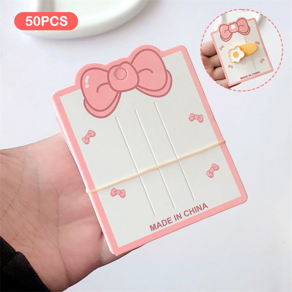 50 kpl Pink Bow näyttökortteja hiuskynsille Paperikorttipäähän onesize