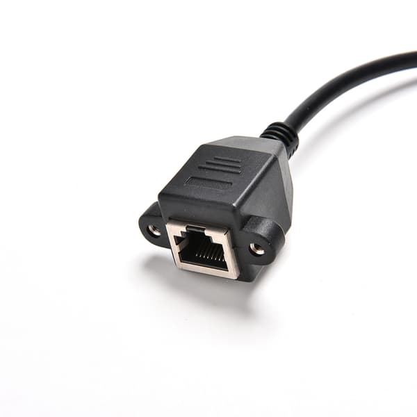 1FT RJ45 han-til-hun-skrue panelmontering Ethernet LAN-netværk Black one size