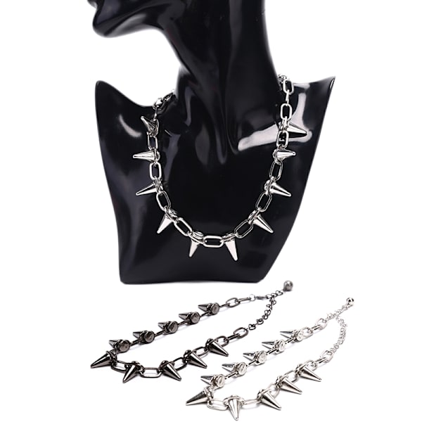 Ny Spike Rivet Punk Collar Halskæde Goth Rock Biker Link Chain Silver One  Size 6ff1 | Silver | One Size | Fyndiq