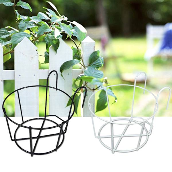 Trädgårdshängande järnställ Balkong Rund blomkrukaställ Railin Black onesize
