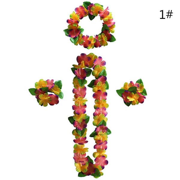 4 kpl / set Hawaiian Flower leis Garland kaulakoru tee-se-itse koristelu F 1 One Size