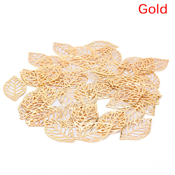 50 STK charme filigran hule blade vedhæng DIY smykkefremstilling L Gold 50pcs