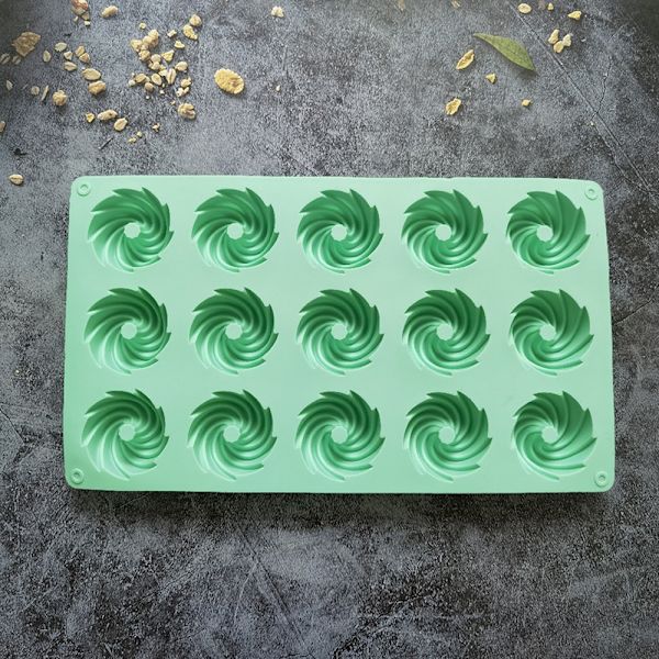 15 Hål Spiralform Silikon Form Mousse Dessertbakning Green onesize