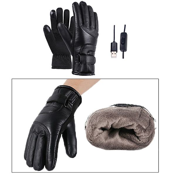 Elektriska Uppvärmda Handskar Laddningsbara USB Handvärmare Uppvärmningsvantar Black Onesize
