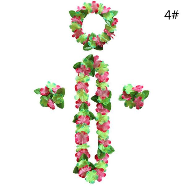 4 kpl / set Hawaiian Flower leis Garland kaulakoru tee-se-itse koristelu F 4 One Size