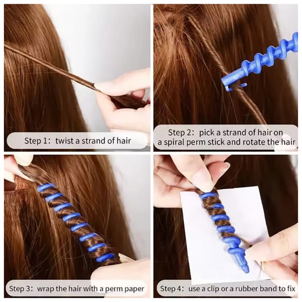Spiral Perm Stick Heatless Hårkrøller Kvinder Krøllede Hårruller Large  Solid
