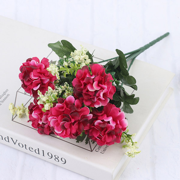 1 Kukkakimppu 5 päätä Hortensia silkkikukka tekokukka Holdi Red one size