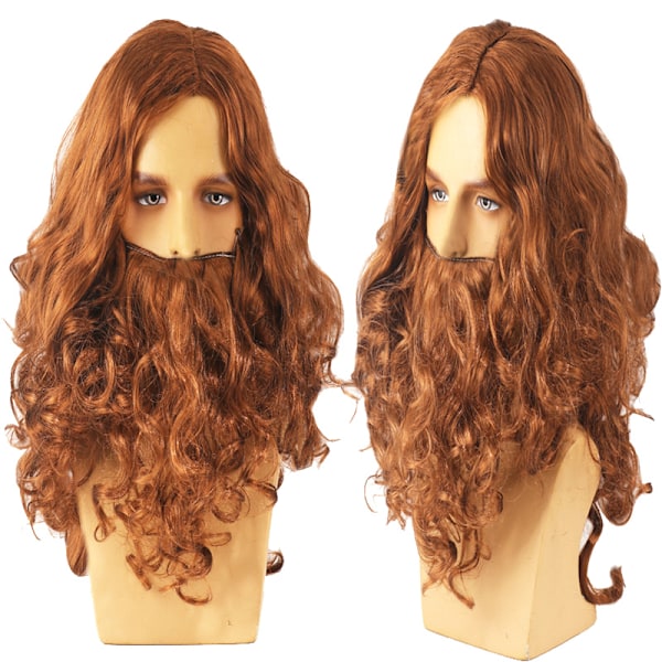 Halloween Jesus parykk kostyme rekvisitter lang krøllete parykk morsom brun W One Size