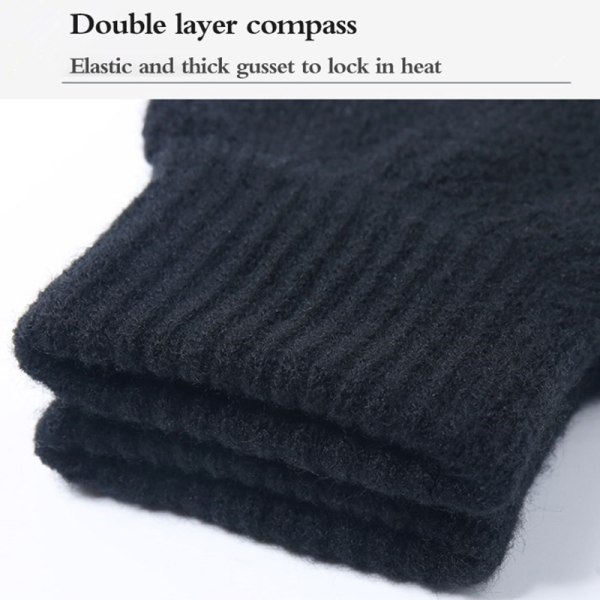 Tykke strikkede menn vinterhansker imitert kashmir to lag annonse Gray onesize
