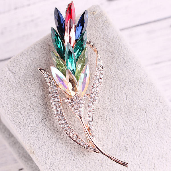 3st Crystal Rhinestone Vete Brosch Pin Kvinnor Smycken Coat Flo Multicolor onesize