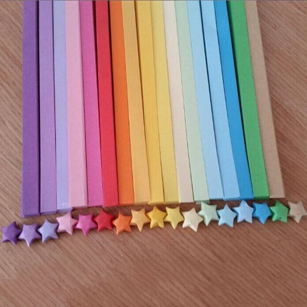 Origami Lucky Star Papir Strips Folding Paper Ribbons Farger Multicolor one size