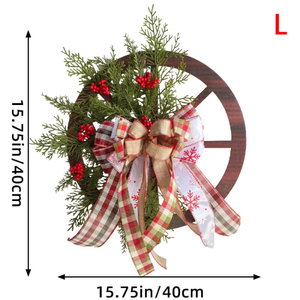 Christmas Wreath Door Henging Wooden Roulette Wheel Garland Out 40cm L
