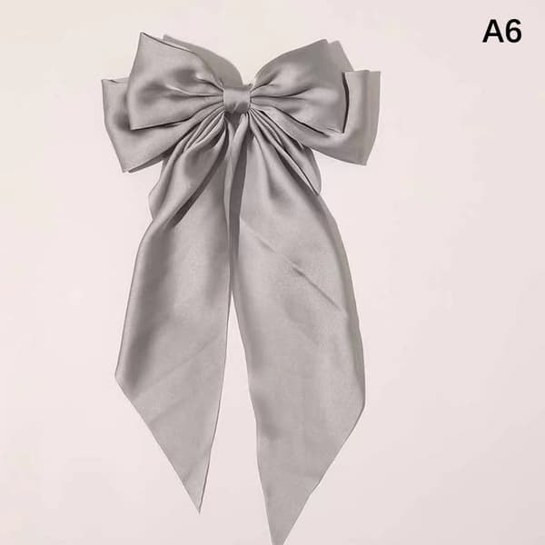 Sløyfebånd Hårnålshodeplagg Enkel Elegant Satin Spring Clip Fi Gray ONESIZE