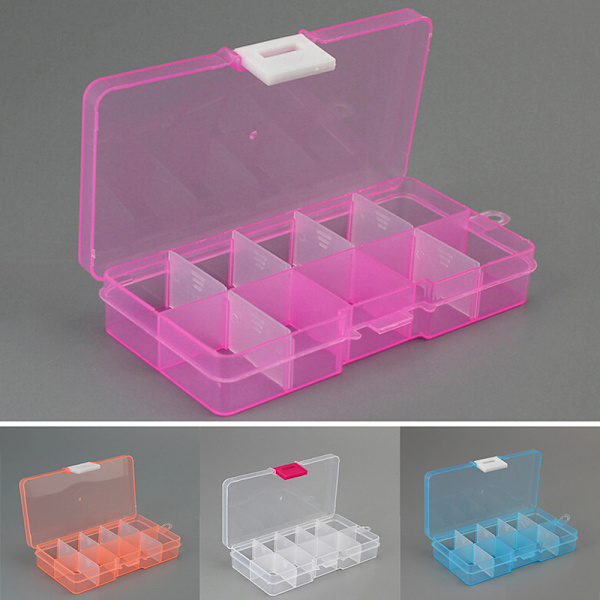 Plastic10 Slots Justerbar smykkeopbevaringsboks Etui Craft Organ blue white One Size