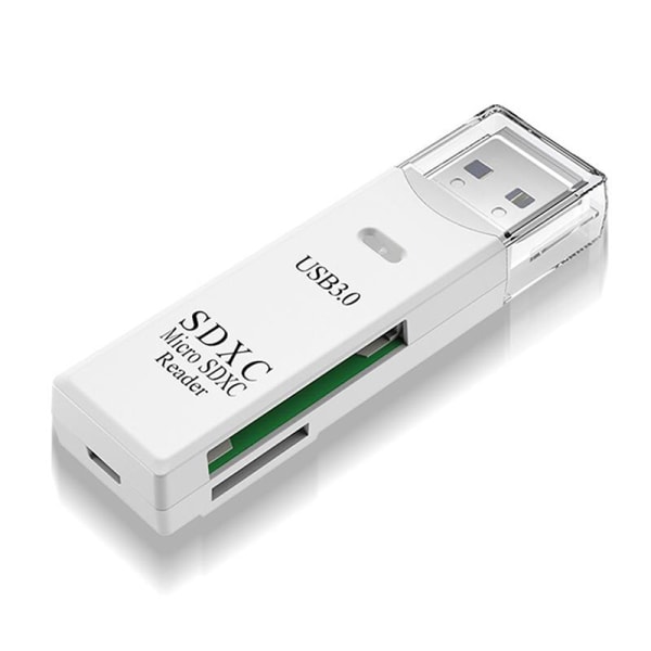 USB 3.0 Hukommelseslæser Micro TF SD-kortlæser Højhastighedsskriver White one size