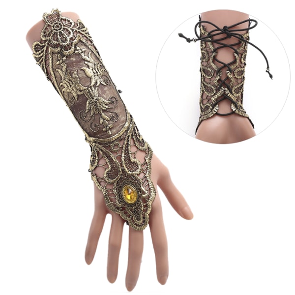 Gotisk Steampunk blonde manchet fingerløs handske armvarmer armbånd A One Size