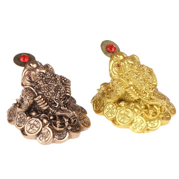 1kpl Fortune Frog Feng Shui Lucky Money Toad Home Office Decora Gold one size