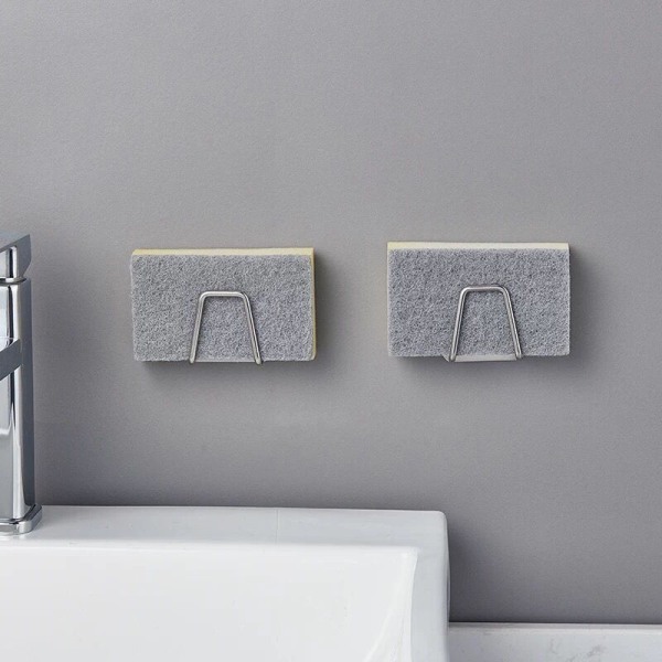 Køkken Rustfri Stål Vask Svampe Holder Selvklæbende Afløb Sliver 3pcs