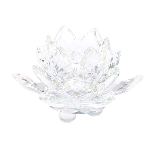 60 mm kvartskristall Lotus Flower Hantverk Glas Fengshui prydnad White one size