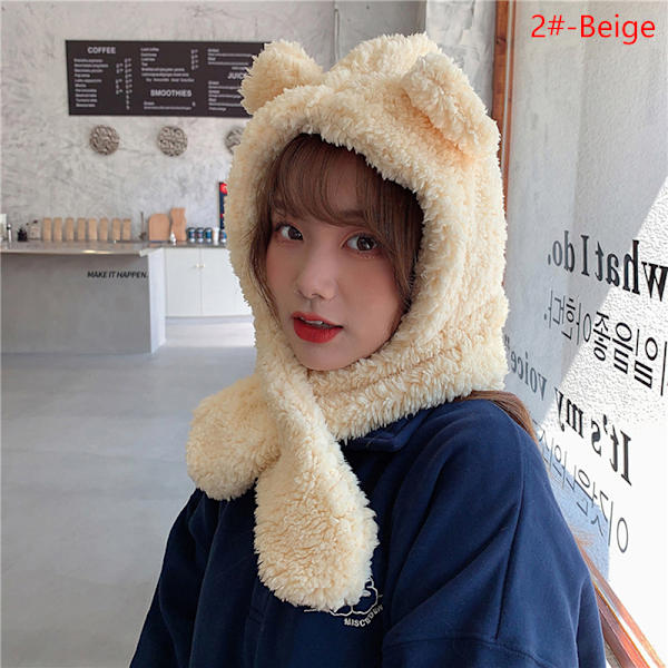 e Bear Korvahattu Huivi Käsineet 3-in-1 Talven lämmin cap Naiset Windpr 2#-Beige one size