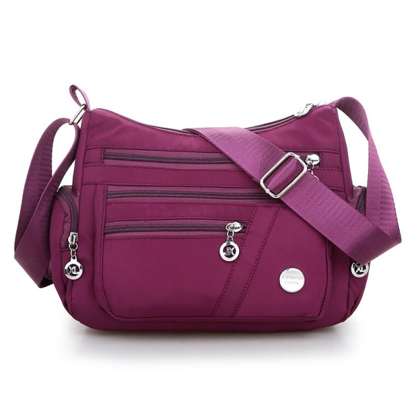 6 farver Vandtæt nylontaske Mode Kvinder Single Shoulder Bag Purple one size