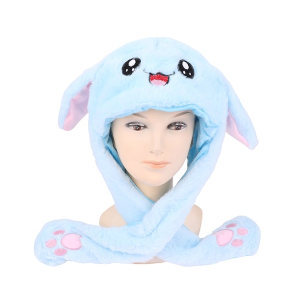 Kvinners Movable Bunny Ears Hats With Lights Girls Winter Plysj pink E