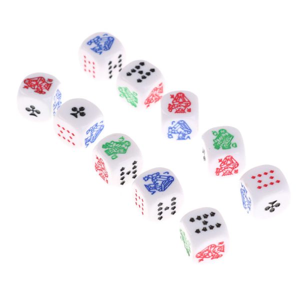 10 stk sekssidede pokerterninger til Casion Poker Card Liar's terninger G 0 0