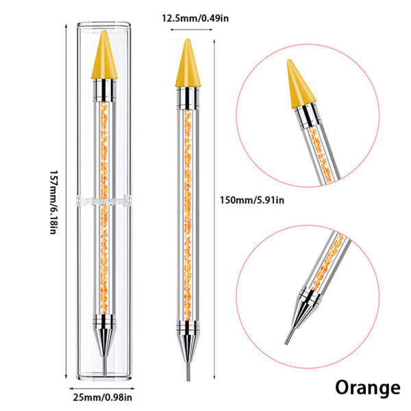 1 stk Dual Ended Dotting Pen Rhinestone Picker Wax Pencil Nail Ar Black one size