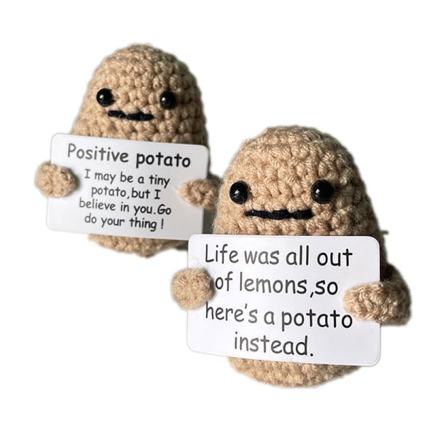 Rolig positiv potatis- och ullstickdocka med positivt kort P 7CM A