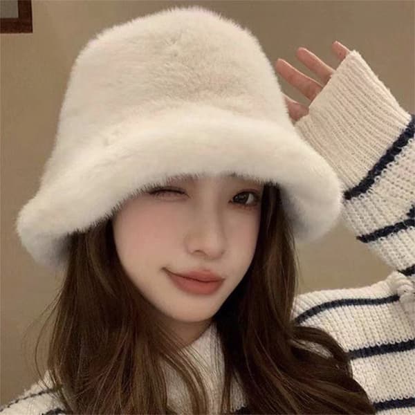 Vintervindtätt Varm Fluffig Dammode Solid Färg Plysch Beige