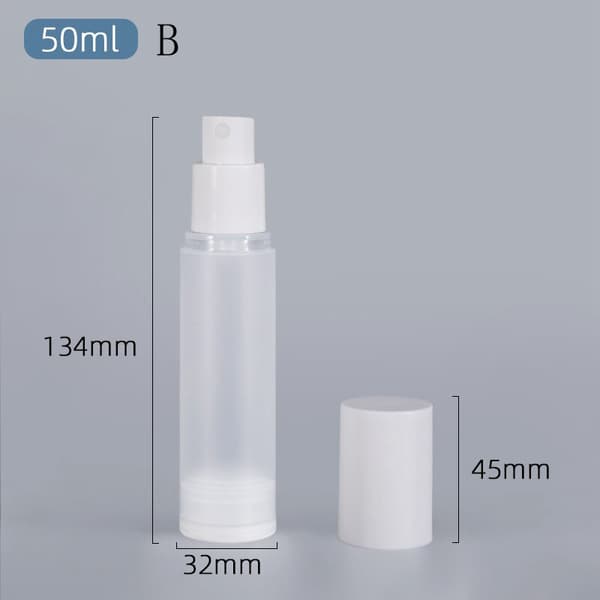 Bärbara vakuumkosmetikflaskor påfyllningsbara frostade ankfots-pump B-50ML
