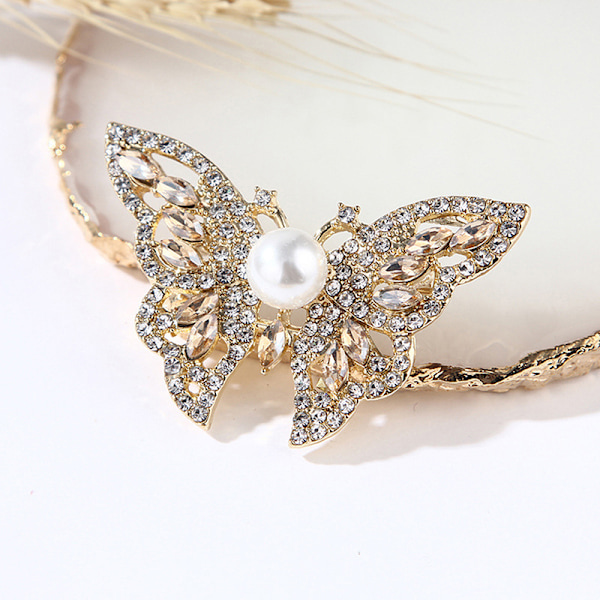 1 Stk Rhinestone Sommerfugl Brocher Kvinder Elegant Krystal Insekt Champagne One Size