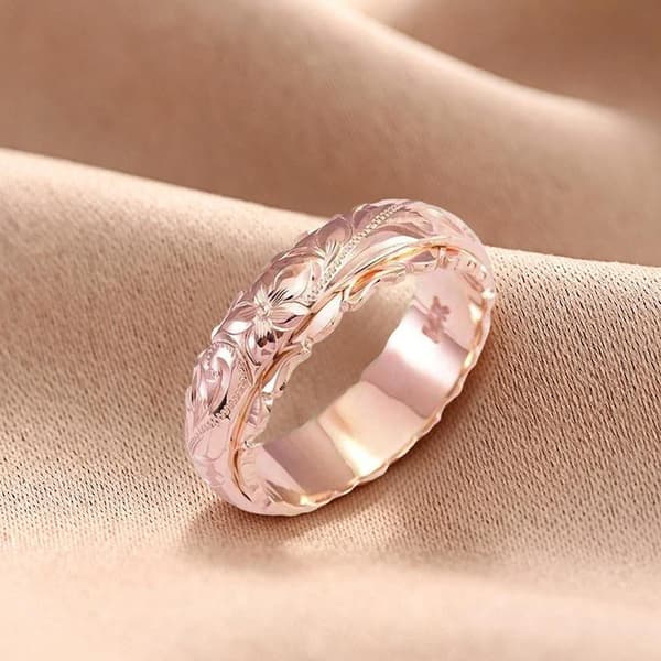 Rose Gullfarget Suspendert Utskåret Roseblomstring For Kvinner Gol Rose Gold size6