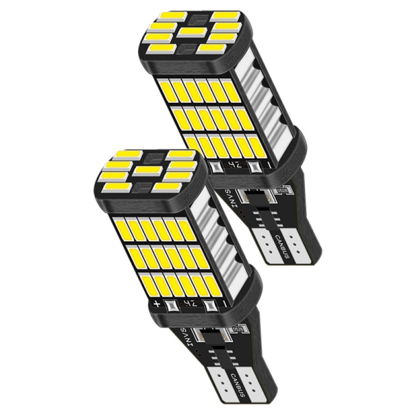 2x Canbus T16 T15 921 W16W LED-pære Bil Backup Baklygter f White