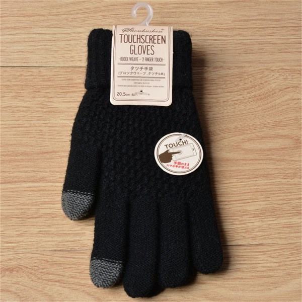 Naisten Talvi Kosketushanskat Lämmin Stretch Neulo Rukkaset Full Fing Navy blue one size