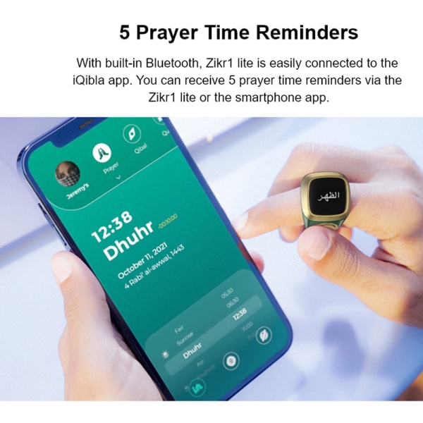 Smart Ring Muslims Tally Tasbeeh Counter Metal 5 Prayer Time Re Rose Gold 18mm