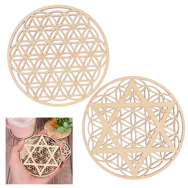 1 STK Creative Chakra Pattern Coaster Tre Livets blomst Naturlig B 1pc