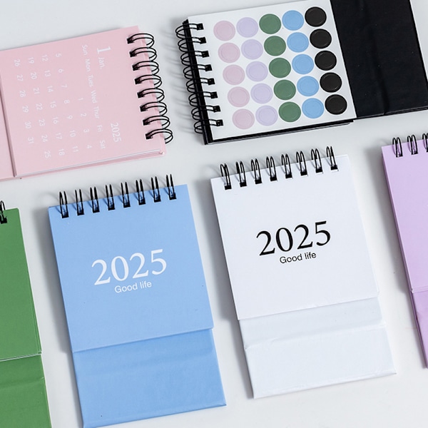 2025 Skrivbords kalender Årlig Månadsdaglig Planerare Tidshantering White