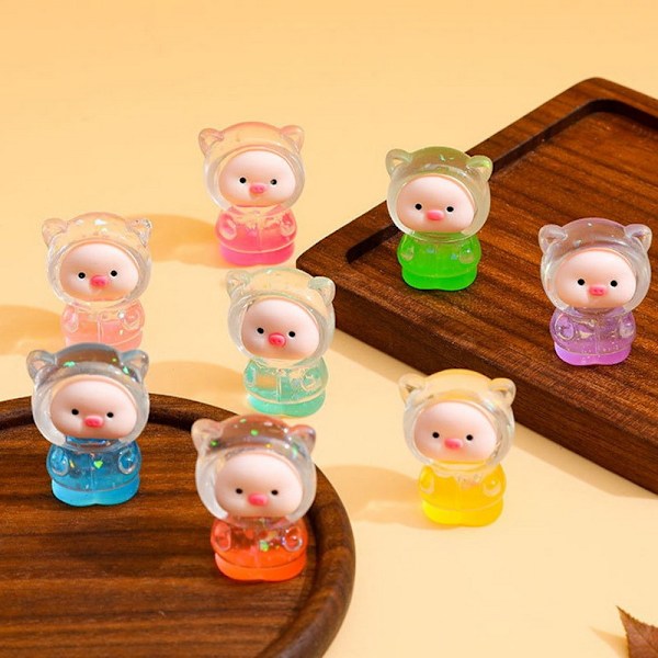 2 stk. Cartoon 3D Lysende Transparent Farve Indsæt Lomme Gris DI One Size