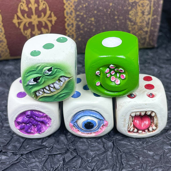 Monster Dice Sjovt Monster Ansigt Resin Terning Sæt Halloween Tableto A7