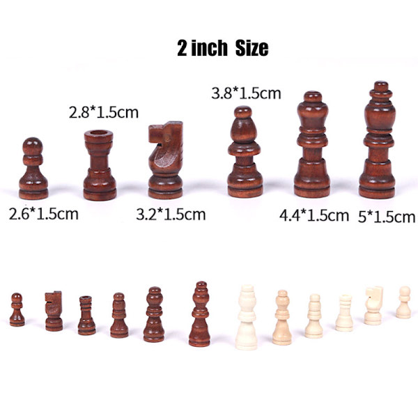 32 stk træskakstykker Komplet Chessmen International Word black 2in