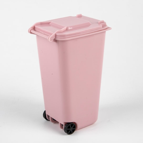 Mini Desktop papperskorg Plastsoptunnor med lock Hushållskl Pink One Size