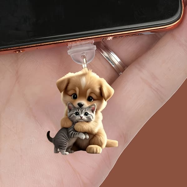 Eläinpuhelimen pölysuoja akryylitarvikkeet koristelu pölysuoja E For iPhone