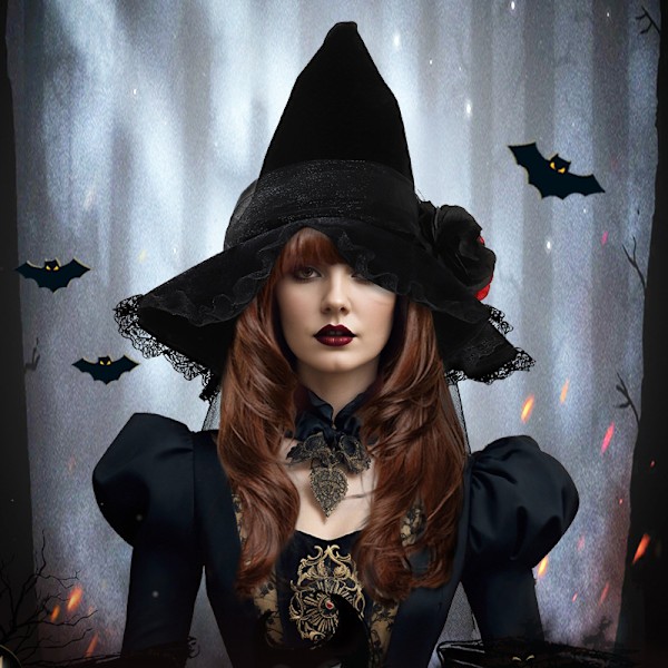 Halloween-Hatt för Kvinnor Häxhatt Häxhattar för Kvinnor 黑