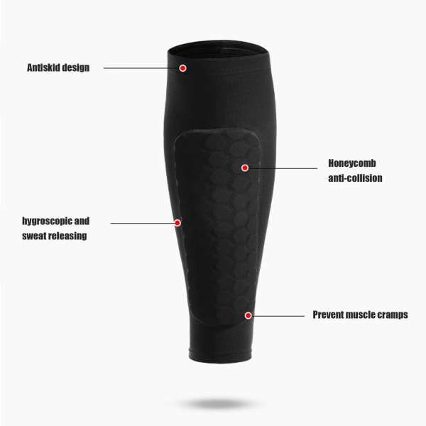 1 kpl Honeycomb Soccer Shin Guards Football Shields Sports Leggin Black XL