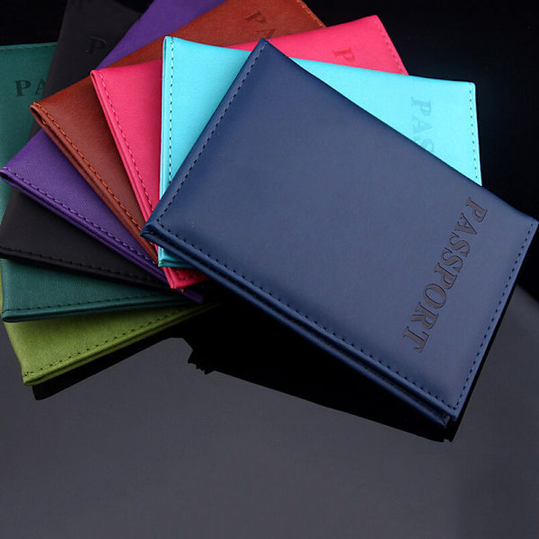 Kvinder Mænd Pasholder Kunstlæder Rejsepas Cover Ca LightBLue one size