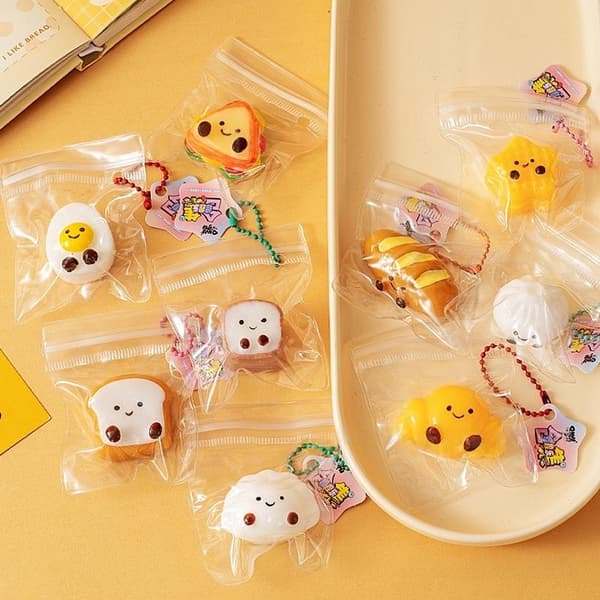 5 stk Mini Mochi Leker Brød Dumping Leker Nøkkelring one size