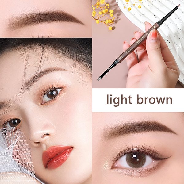 Double Head Eyebrow Pencil Waterproof Sweatproof Cosmetics Beau Light brown oneszie