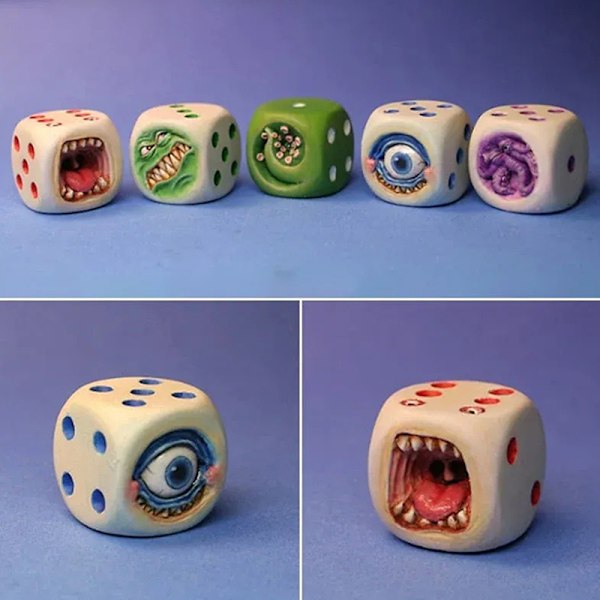 Monster Dice Sjovt Monster Ansigt Resin Terning Sæt Halloween Tableto A7