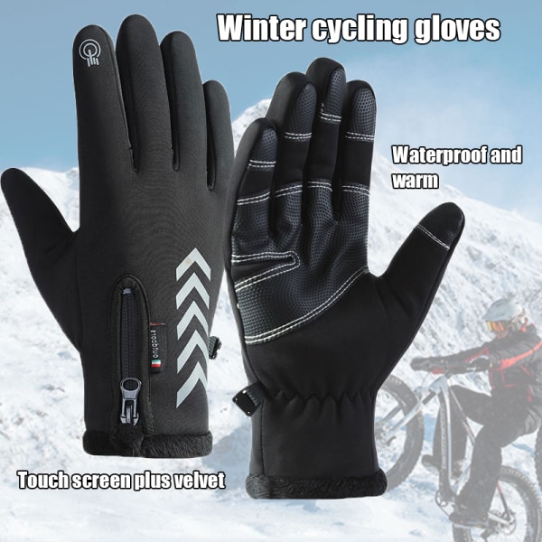 Vinterhandskar touch värme ridning kall handskar dragkedja sport gl Black 1